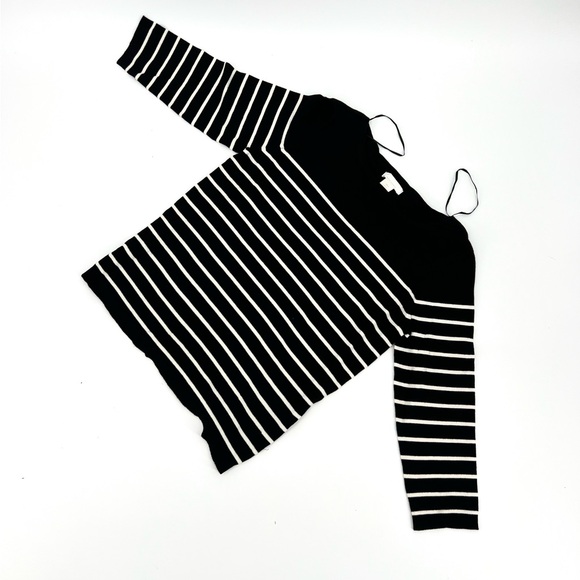 H&M Black and White Knit Pullover French Chic Sweater 3/4 length sleeve Small - Picture 10 of 12